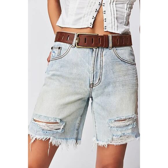 New Free People One Teaspoon Jackson Mid-Waist Shorts $108 SIZE 26 Kansas Blue - Picture 2 of 7